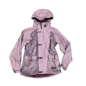 Womens SIMS Hooded Jacket With leather Buckle snap & Zip Closure purple